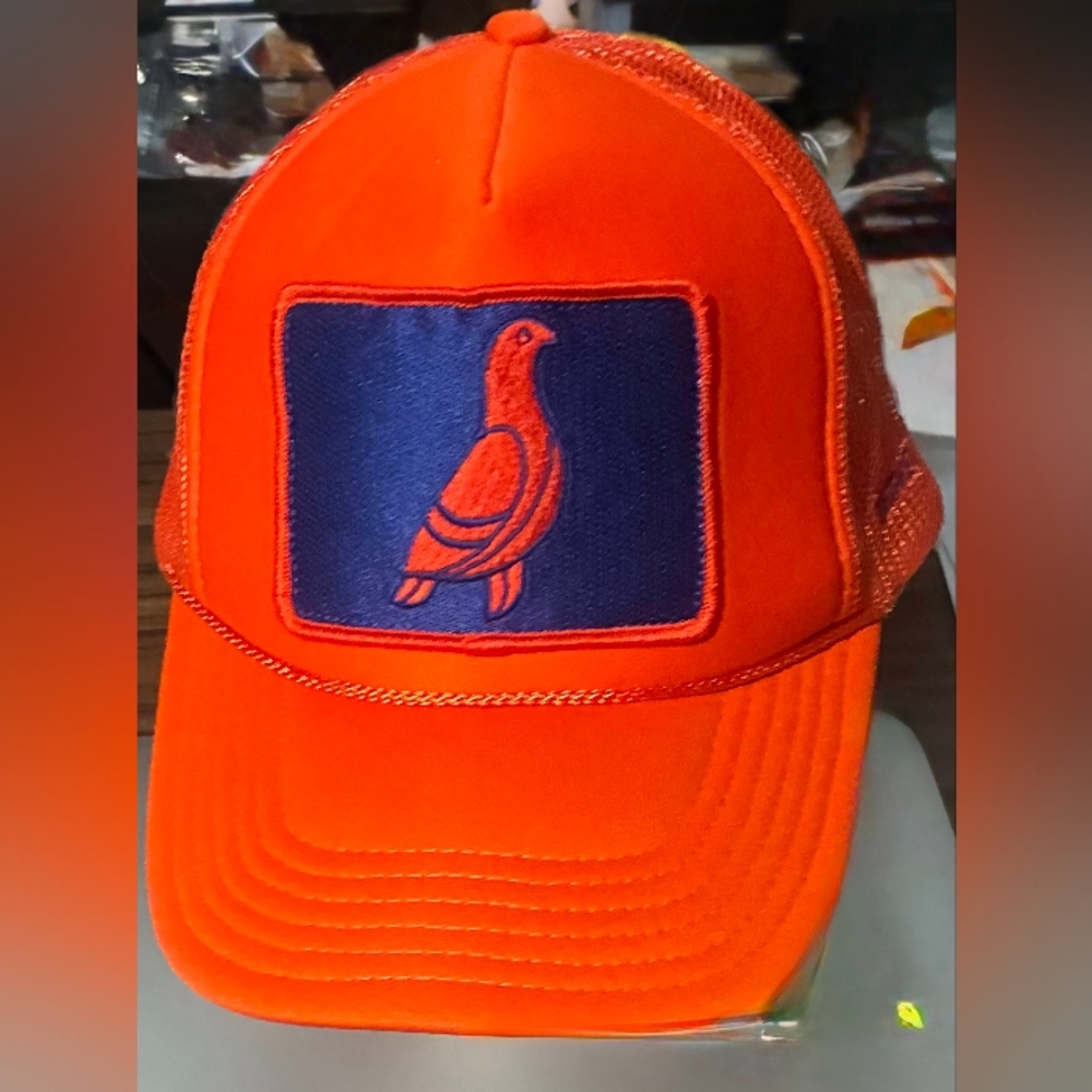 Vibrant Orange Bird Patch Cap